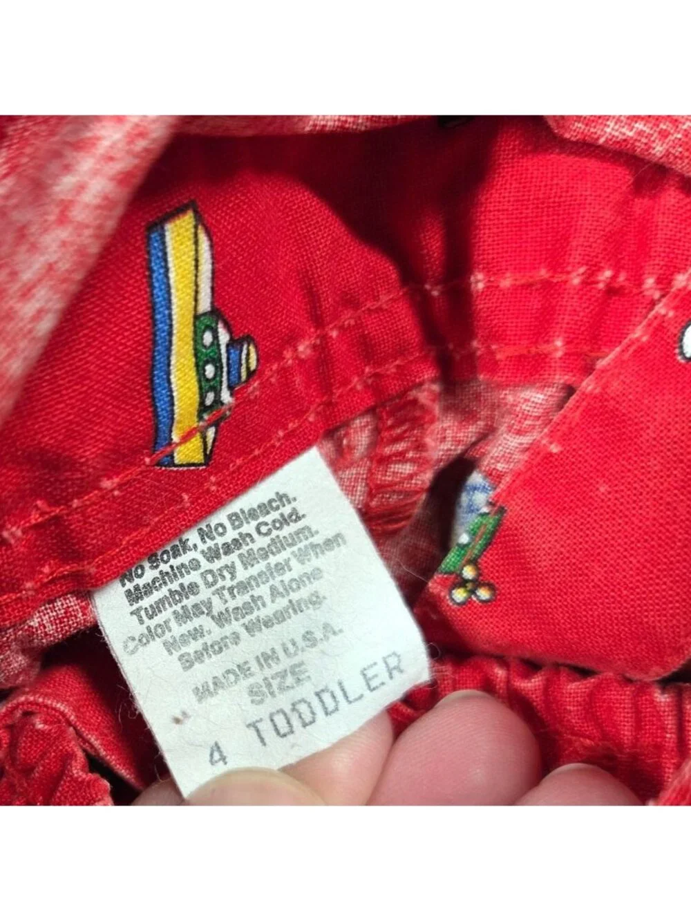Vintage OshKosh BGosh Overalls 4T Red Boat Shorts USA Union Made Nautical Beach